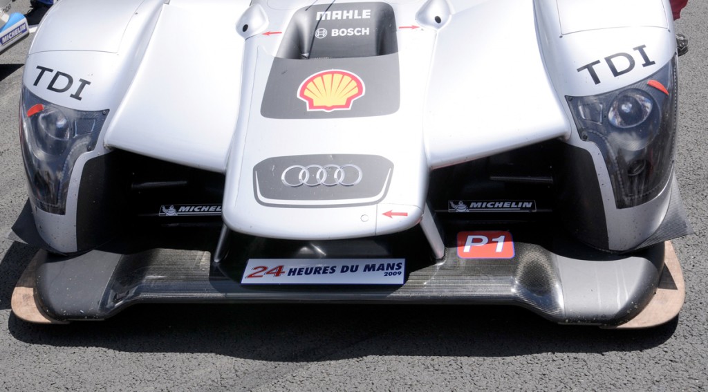 At the start of the race, you can see the Audi team had "carved" on the front end to add additional "winglets".